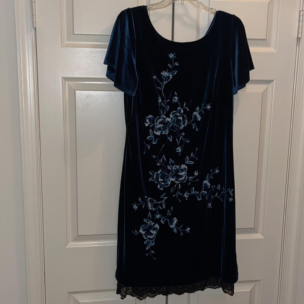 NWT 👗 cute, stretchy, lace hem underlay, floral embroidery